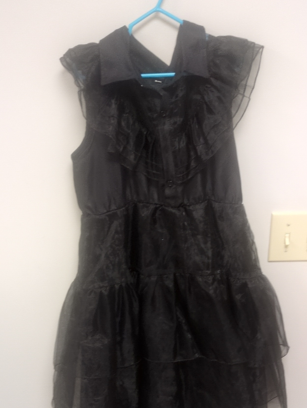 Girls' 10/12 Wednesday Dress Black Ruffle Tiered Dress